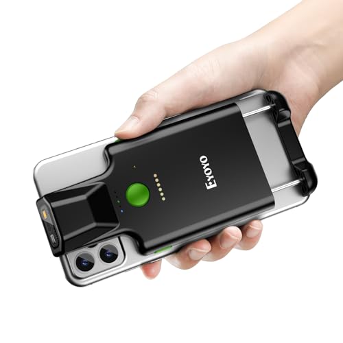 Eyoyo Bluetooth Back Clip Telefon Barcode Scanner, 1D 2D QR Wireless Barcode-Leser mit 1600mAh Akku, kompatibel mit iPad, iPhone und Android für Buch-Lager-Inventar-Management