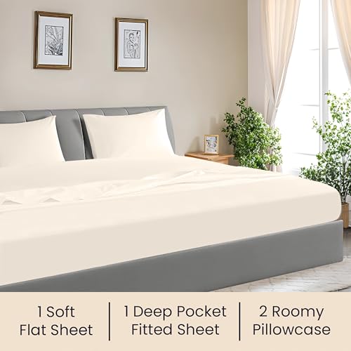 Image of SGI bedding 108 inchx80 inch 4 Pc Florida King Sheet Set 600 TC 15 inch Deep, Butter