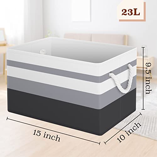 Storagetastic Storage Bin,Collapsible Storage Basket For Organizing,Large Storage Boxes With Rope Handles,Storage Containers,Clothes Organizer,Gradient Grey,Pack Of 3 #TOP1