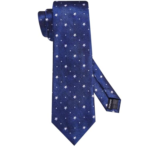 Image of Hi-Tie 70 inches Ties for Men Silk Extra Long Necktie and Pocket Square Cufflinks Set Men Big and Tall Tie Business