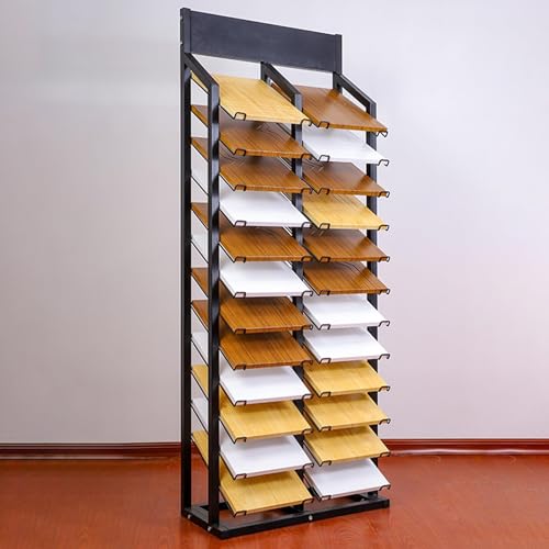 Tile Display Stand,Metal Ceramic Tile Display Rack,Large Format Cabinet/Building Material/Door/Tile Samples Shelf,Floor Standing Stone Organizer Shelf,for Retail Stores/Trade Show(19.4x12.5in/49.5x32c