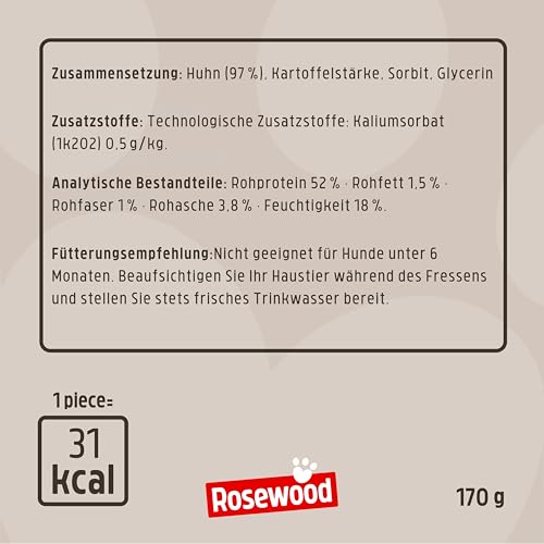 Rosewood Chicken Fillet Strips Small- Weicher Snack für kleine Hunde mit 97 Prozent Huhn, proteinreich und fettarm, ohne Getreide, ohne künstliche Zusatzstoffe, 170 g-6