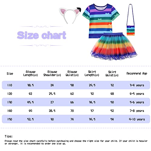 Adreit Rainbow Tutu Dress For Girls, Birthday Girl Outfit Set Costumes With Headband And Bag Halloween Birthday Party Outfits #TOP5