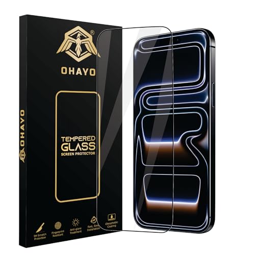 Image of OHAYO Tempered Glass Screen Protector Compatible with iPhone 17 Pro (6.3 inch) - 9H Hardness, HD Clear, Bubble-Free, Scratch Resistant, Case Friendly, Oleophobic Coating