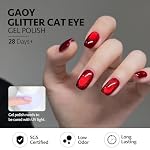 GAOY Red Cat Eye Gel Nail Polish, 16ml Glitter Holographic Nail Polish with Magnet, Reflective Translucent UV Gel, 2907 Ruby Twilight - Image 5