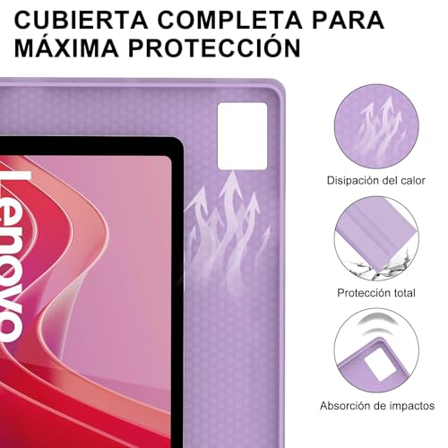 Funda con teclado Lenovo Tab M11 IVEOPPE y trackpad en español color morado claro 7