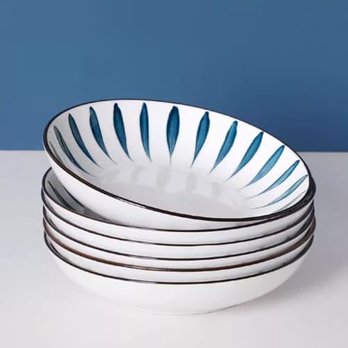 Bols à pâtes en céramique sous glaçure | Lot de 10 assiettes creuses de style chinois pour la maison