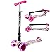 Produktbild Oppikle 3 Räder Kinder Roller Scooter - Höhenverstellbarer Kinderroller Mit LED Leuchträdern Rollen Und Verstellbare Lenker Für Kleinkinder - Mädchen Oder Jungen Ab 3 Jahren (Rosa Graffiti)