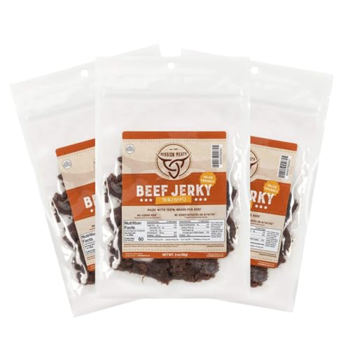 Mission Meats Beef Jerky, Teriyaki, 100% Grass Fed Beef, 10g