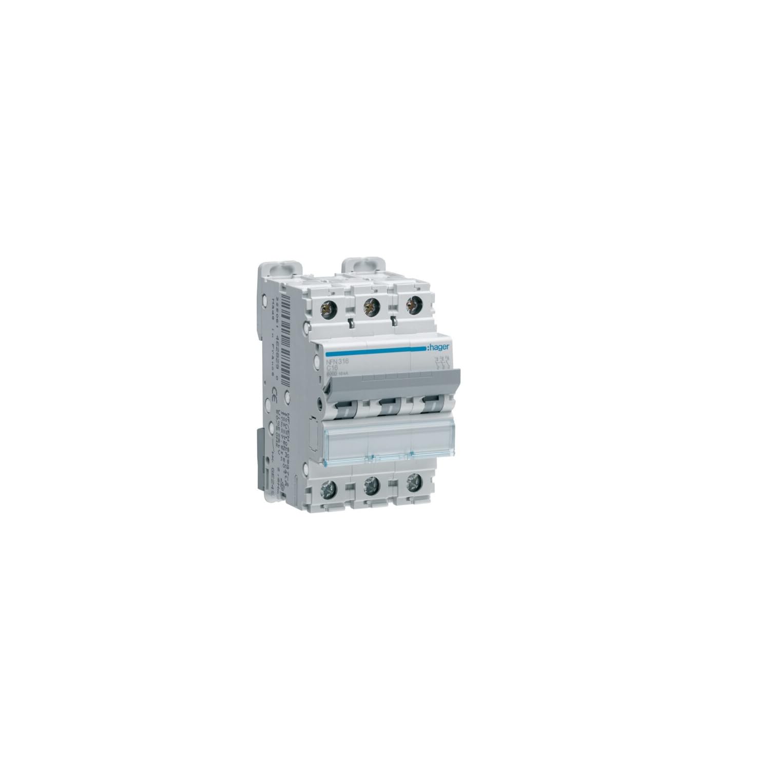 Hager Disjoncteur triphasé 16 A, 6 kA, courbe C, vis/vis