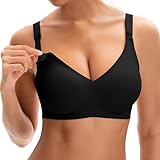 INNERSY Sujetador de Lactancia Mujer sin Aros Negro Sujetadores sin Costuras de Maternidad Suave (L, Negro)