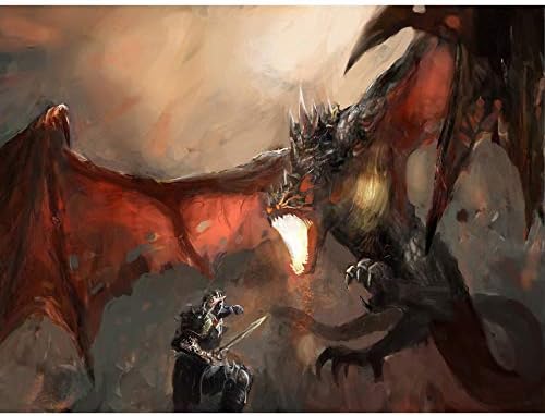 Doppelganger33 LTD Painting Fantasy Dragon Slayer Battle Cool Art Large Art Print Poster Wall Decor 18x24 inch