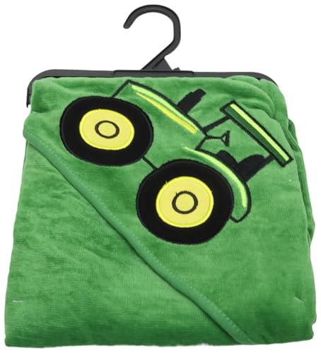 Serviette tracteur John Deere bébé à capuche en éponge de coton vert