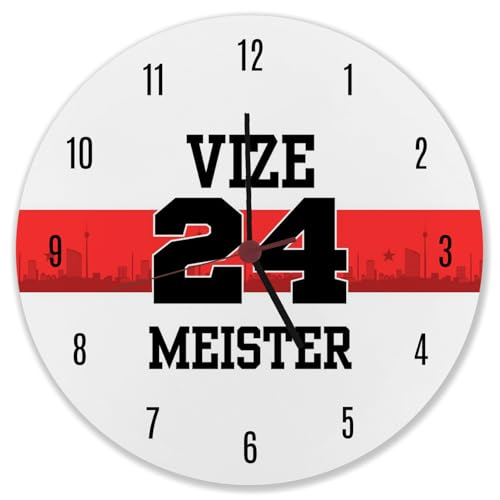 speecheese Stuttgart Brustring Wanduhr mit Spruch Vizemeister 2024 Fußball-Tradition aus Schwaben Überrasche jeden Vizegart mit Liga- und internationalem Flair