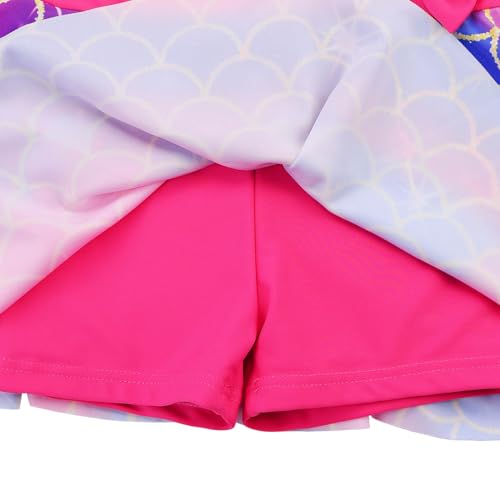 Image of Girls Swimsuit One Piece UPF 50+ Floral Skirted Bathing Suit Modest Beach Swim Dress 3-11 Years