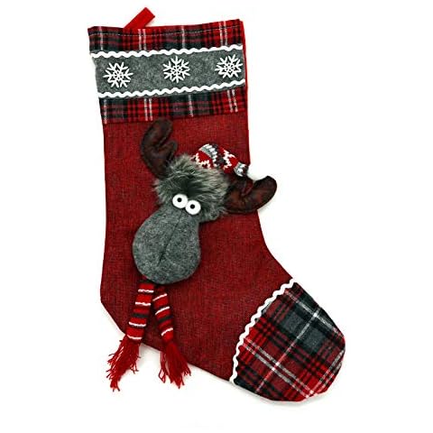 heimtexland Nikolausstiefel mit Plüschkopf Elch 45 cm zum Hängen Nikolausstrumpf Geschenkbeutel Nikolaus Weihnachten Dekostiefel Typ481 Cover