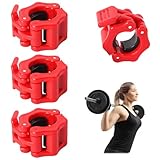 Lwjhzywl 4 Pack Dumbbell Barbell Clamps 30mm, Quick Release Weight Bar Collars, Secure Locking Barbell Clips for Weightlifting, Workout, Strength Training & Fitness Accessories (Red)