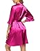 Ekouaer Women's Satin Robe Valentines Lingerie for Women Kimono Bathrobe 3/4 Sleeve Ruffle Belted Robes Bridesmaids