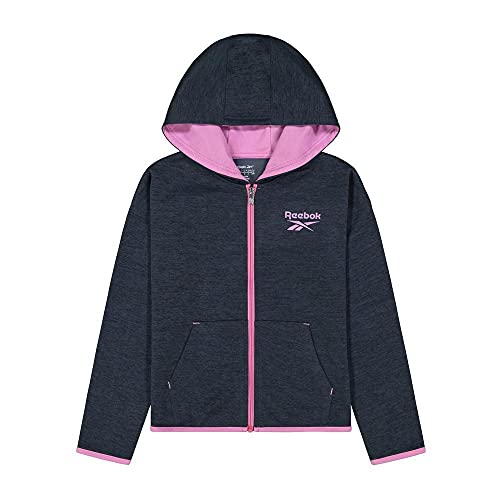 Reebok Girls' 2-Piece Activewear Tracksuit Clothing Set-Hoodie Jacket + Performance Joggers, Charcoal, S(7) #TOP2