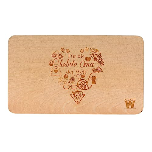 Beech Wood Chopping Board with Laser Engraving "Liebste Oma", Oma 1
