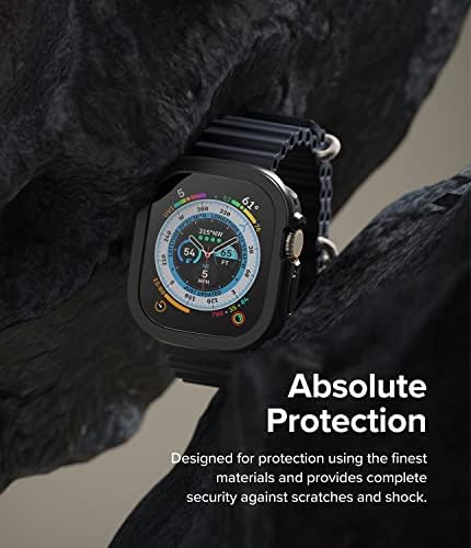 Ringke Air Sports Compatible with Apple Watch Ultra 49mm Case, Thin Soft Flexible Rugged TPU Raised Bezel Frame Protective Button Cover [No Screen Protector] - Black