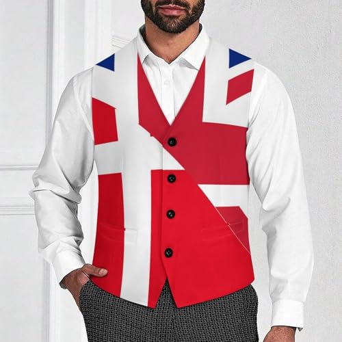 Birtish And Denmark Flag Trendy Vest Suit for Men V Neck Formal Dress Waistcoat Vests Business Slim Fit4