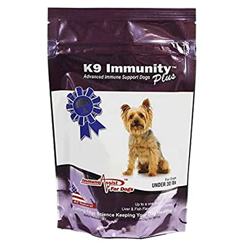 Aloha Medicinals - K9 Immunity Plus - Potent Immune Booster for Dogs Under 30 lbs - Certified Organic – Mushroom Enhanced Supplement - Veterinarian Recommended Dog Health Supplement (30 Chews)