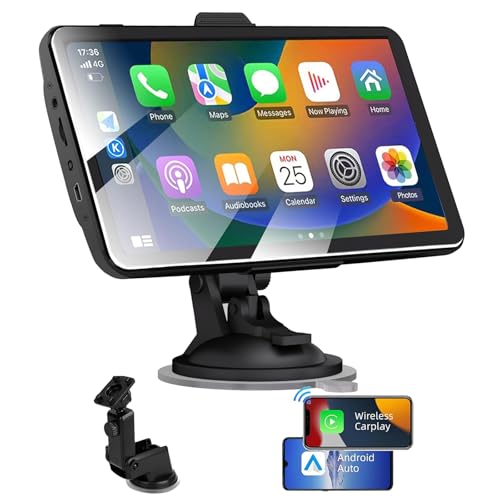 7-inch Portable Carplay Screen for Car Compatable with Apple CarPlay and Android Auto,Wireless Car...