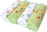 Material: 100% Baumwolle Weich und Kuschelig hautfreundliches Moltontuch Molton 100% Baumwolle Flanellwindeln Baumwolltücher Spucktücher - Gren/Giraffe