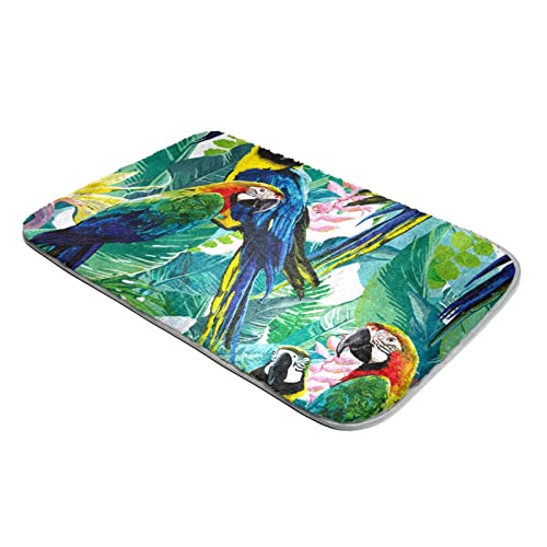 Tapis fausse fourrure perroquets et feuilles vert émeraude doux - 2