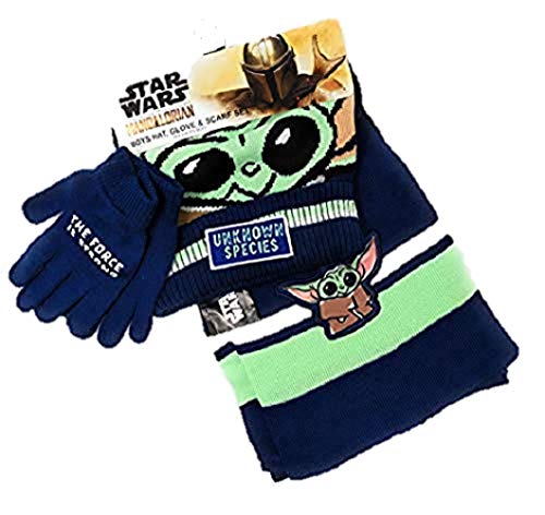 Accessory Innovations The Mandalorian Boys Hat, Glove, And Scarf Set, Blue, one size fits most