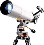 Telescopio astronómico, telescopios profesionales de observación de estrellas para adultos principiantes, telescopio refractor astronómico de 80 mm, con trípode ajustable, ocular de 10 mm/25 mm