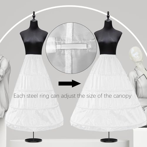 Jolbndcv Women's 4-Hoop Petticoat Crinline Petticoat Underskirt Skir Slips for Wedding Ball Gown Bridal Dress Tulle Slips Skirt White4