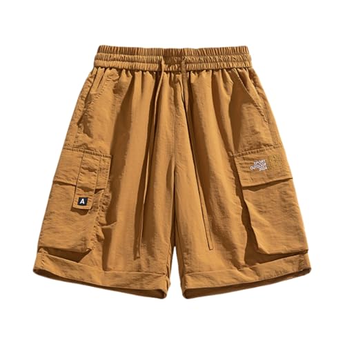 Generisch Pantalones cortos para hombre, verano, algodón, cargo, bermudas, pantalones cortos de ocio, con bolsillos, vintage, cargo, pantalones cortos deportivos, transpirables, pantalones cortos de