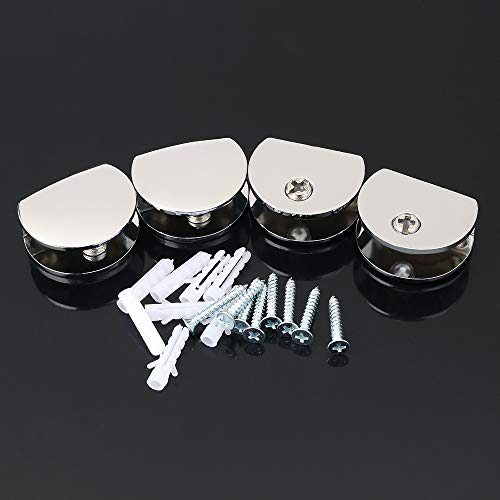 Alise 4 Pcs Adjustable Frameless Rectangle Glass Shelf Bracket Holder Heavy Duty Clamp Shelf Clip,Bl3012-4P Polished Chrome #TOP4