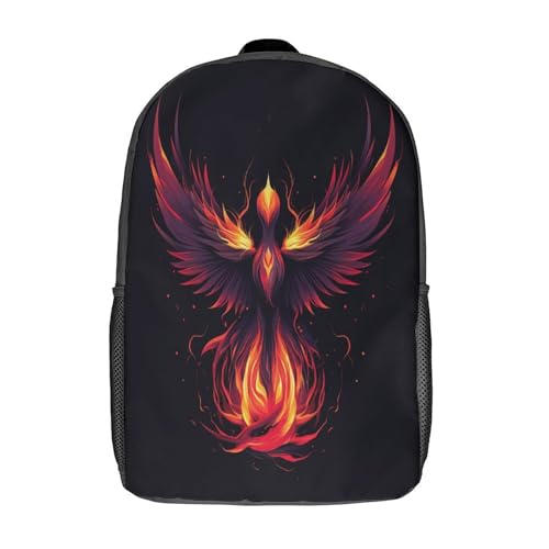 Sac à dos d'école pour filles et garçons grand cartable léger enfants étudiants Fire Phoenix 17 pouces