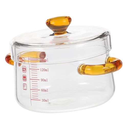 PartyKindom Ciotola in Vetro Borosilicato con e Resistente Temperature per Cottura Vapore e Forno Pentola Trasparente per Stufati Frittate in Cucina Induzione