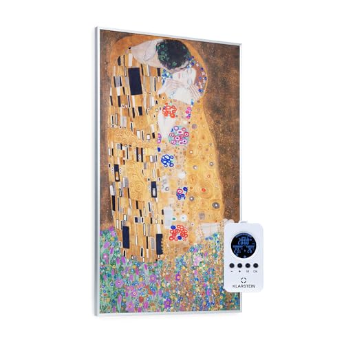 Klarstein Air Art Stufa Elettrica Basso Consumo, Termoconvettore Elettrico da Parete 600W, Termoarredo Design con Telecomando, Termosifone Elettrico a Muro, Pannello Radiante Infrarossi Senza CO2