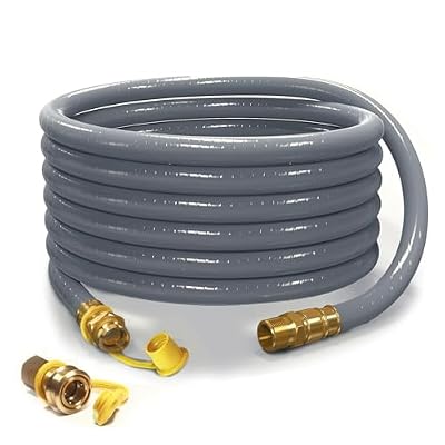 12FT 1/2" ID Natural Gas Hose with Quick Connect Fittings – CSA Certified for Generators, Grills, Patio Heaters & Pizza Ovens, Heavy-Duty Rubber& Brass NG/LP Propane Conversion Kit (12FT)