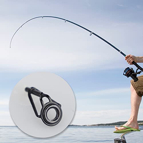 8pcs Rod Tip Repair Kit, Stainless Steel Rod Tip Repair Rod Tip Replacement Fishing Rod Tip Repair Kit Fishing Rod Ceramic Guide Rings for Freshwater Saltwater Rod (Black)