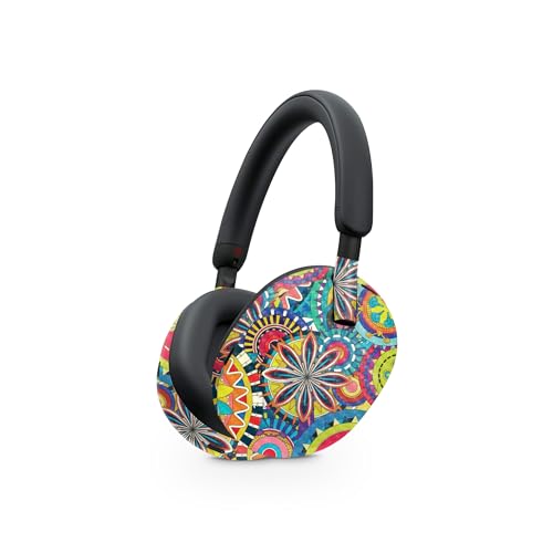 Image of MightySkins Carbon Fiber Skin Compatible with Sony WH-1000XM5 Headphones - Flower Wheels | Protective, Durable Textured Carbon Fiber Finish | Easy to Apply