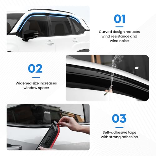 Image of Forester Rain Guards - Window Visors for Subaru Forester 2025-2026, Out-Channel Side Window Rain Guards for Forester, 6PCS, Black, Car Accessories