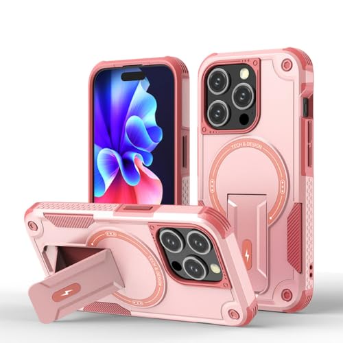 Coque magnétique iPhone 14 Pro Max antichoc rose pour charger sans fil sans retirer l'étui