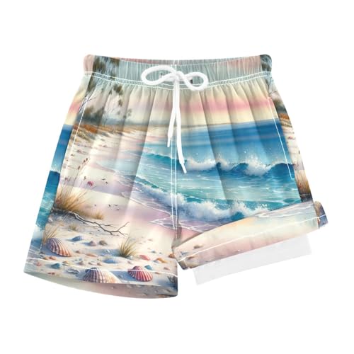 YANENDIE Boy Swim Trunks with Compression Liner Australia Beach Watercolor Boys Swim Shorts Quick Dry Beach Shorts