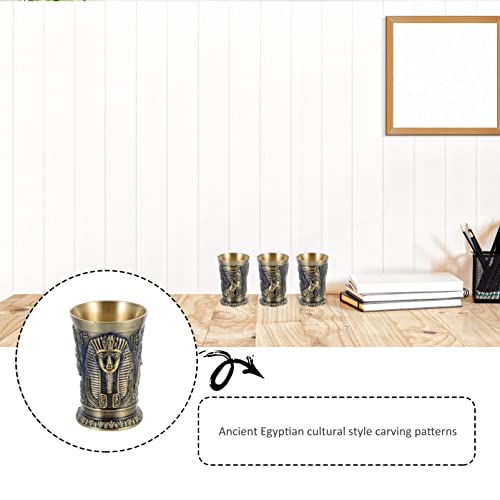 Garneck Copo de champanhe à moda antiga de faraó egípcio mini copo de shot de metal vintage totem eg