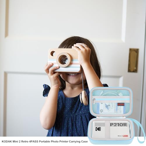 Image of Elonbo Carrying Case for KODAK Mini 2 Retro 2x3 inch P210R 4PASS Portable Photo Printer, Kodak Mini Instant Digital Camera Hard Travel Bag Storage Holder, Pocket Fits Film Cartridge, Blue