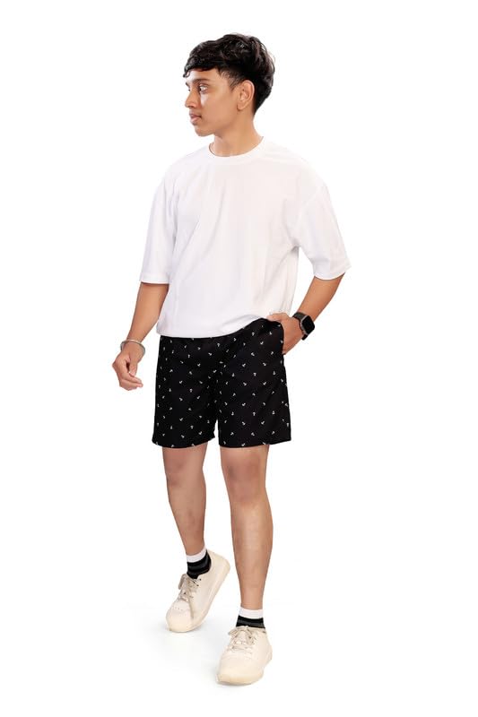 Image of UNOseven Shorts for Boys - 100% Cotton Printed with Side Pockets - Pack of 2 - Available from Size 7 Years to XL