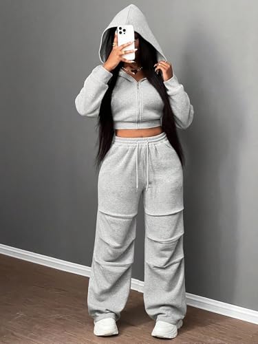 Image of Q - RIOUS Women's Baggy Mid Waisted Lounge Sweat Pants with Drawstring Athletic Flared Joggers with Pockets