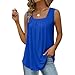 RODYETQQ Tank Tops for Women Pleated Square Neck Sleeveless Tops Curved Hem Flowy Cami Shirt Summer Camisole Casual Tees Tunics Loose Fit Beach Vacation Outfits(A11 Blues,Small)