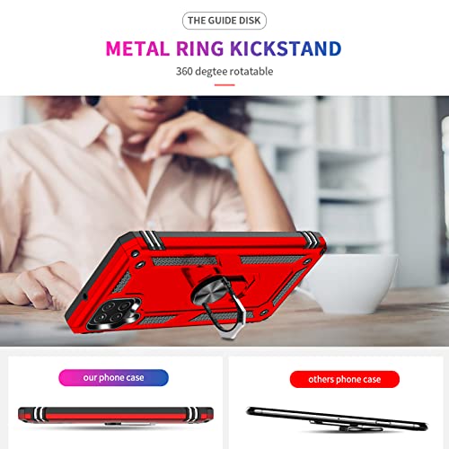 Leyi Phone Case For Samsung Galaxy A12, Samsung A12 Case With Screen Protector [2 Pack] For Women Girls, [Military-Grade] Magnetic Ring Holder Kickstand Protective Phone Cases For Galaxy A12 5G, Red #TOP7